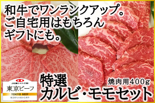 東京都産和牛　東京ビーフ　特選カルビ、モモ　焼肉セット　４００ｇ